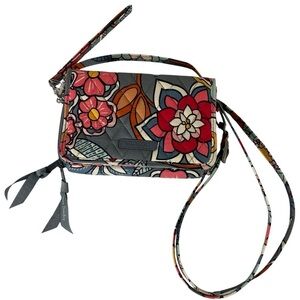 Vera Bradley Red and Gray Crossbody Bag with Floral Design